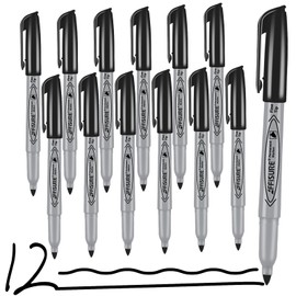 Permanent markers, 12 packs permanent markers bulk, quick drying in one second, waterproof, smooth, not easy to erase, durable, can be marked on glass, tiles and cloth, office supplies,Gray shell