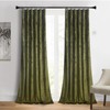 Roslynwood Luxury Gold Foil Print Moss Green Velvet Curtains 96