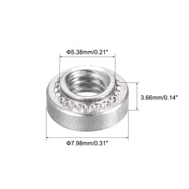 uxcell Self -Clinching Nuts,#8-32 x 0.14-Inch Stainless Steel Rivet Nut Round Head Steel Metal Sheet Mounting Hardware Fastener 50pcs