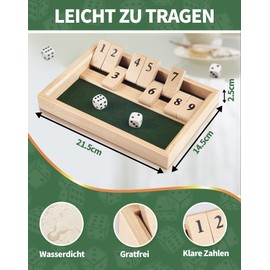 A aBlumen Shut The Box Game 9 Classic Wooden Dice Game Folding Board Mathematics Learning Toy Home Table Game 2 Players