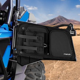 MOSISO 2 Pack Rear Door Bags Compatible with Polaris RZR XP 4 1000/XP 4 900/4 Door Turbo 2014-2023, Waterproof UTV Side Storage Organizer Bags with Cup Holder & Knee Pad, Black