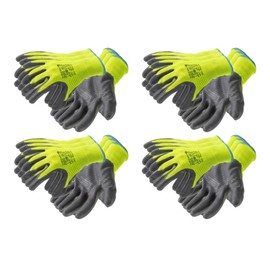 Högert Technik VECHTE Nitrile Coated Protective Gloves, Green/D Grey, Size 9, 12 Pairs/Pack, Abrasion Resistant, Ideal for Precise Assembly and Maintenance Work