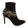 Unbranded Women Silver Metal Chain Boot Bracelet Shoe Anklet Heart