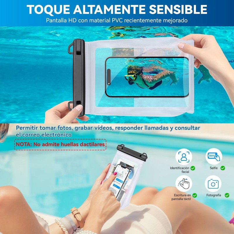 Bolsa Grande Impermeable para Teléfono Celular,Impermeable con Tira De Sellado,Bolsa
