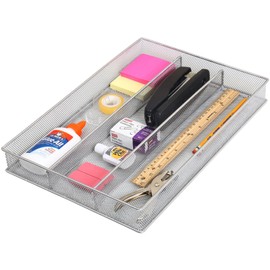 YBM Home Metal Silverware Organizer for In-Drawer Cutlery Storage, 3 Compartment Mesh Cutlery Flatware Tray Sorts Kitchen Utensils, Great for Office Supplies 1150s