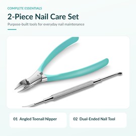 Ingrown Toenail Clipper – Stainless Steel Heavy Duty Nail Nipper with 25° Precision Jaw & Dual-Ended Nail Lifter for Thick Toenails