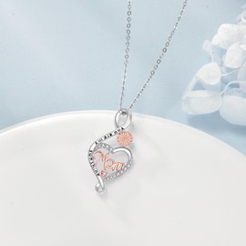 YAFEINI Christmas Gifts for Mom Heart Necklace 925 Sterling Silver Mom Pendant Necklace Mothers Day Birthday Jewellery Gifts for Women (mom necklace)