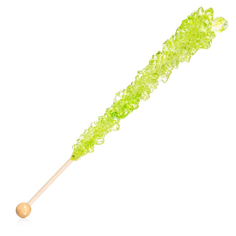 Light Green Rock Candy Sugar Sticks - Watermelon Flavored -