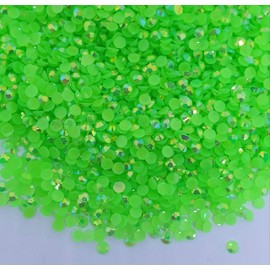 MajorCrafts 500pcs 6.5mm ss30 Jelly AB Flat Back Round 14 Facets Resin Rhinestones Arts and Crafts Embellishment Gems (Bright Green AB C80)