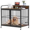 Dog Crate Furniture, Dog Crate Indoor with Adjustable Height Rotating