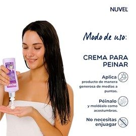 Nuvel Crema para Peinar Anti Frizz con cido Hialurnico y Protena de Seda 300ml  Hidratacin Profunda, Brillo y Suavidad  Para Todo Tipo de Cabello     