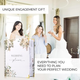 Beautiful Greenery Wedding Planner Book and Organizer - Enhance Excitement and Makes Your Countdown Planning Easy - Unique Engagement Gift for Newly Engaged Couples, Future Brides and Grooms