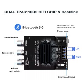 Hosyond 100W+100W Bluetooth Amplifier Board with Treble and Bass Control 2.0 Channel Stereo AMP Board for DIY Passive Speakers Home Theater
