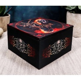 Ebros Gift Skeleton Ghost Hell Rider Biker Hot Fire Decorative Mirror Trinket Box 4.25"W