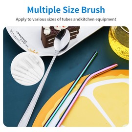 Juego de 10 cepillos de drenaje flexibles para limpiar pajitas, cepillo para polvo de limpieza de tuberías, cepillo para polvo de manguera de acero inoxidable de 61 pulgadas, cepillo para polvo de manguera de doble extremo, 8.2 pulgadas, cepillo para pol