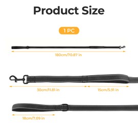 OIHCAZ Dog Leads for Medium Dogs & Large Dogs, 1.8M/6FT Dog Lead Heavy Duty with Double Handles for More Control Safety Training, Reflective Thread Pet Leash for Daily Walking Tracking Camping