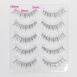 Bodermincer False Eyelashes, Natural Upper Eyelashes, 3D A14 Popular Handmade Actress Eyelashes 5 Pairs (x1)