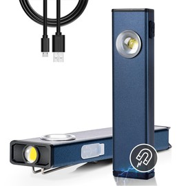 lexall 2 Pack Rechargeable Work Light, 600 Lumens Portable LED Flashlight, Magnetic COB Flat Task Light with Pocket Clip, 3 Modes, Pocket Pen Inspection Light for Repairing, Camping, Hiking, Emergency