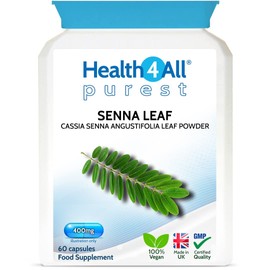 Health4All Senna Leaf 400mg 60 Capsules (V) (not Tablets) Purest: no additives. Natural Vegan Herbal Overnight Relief