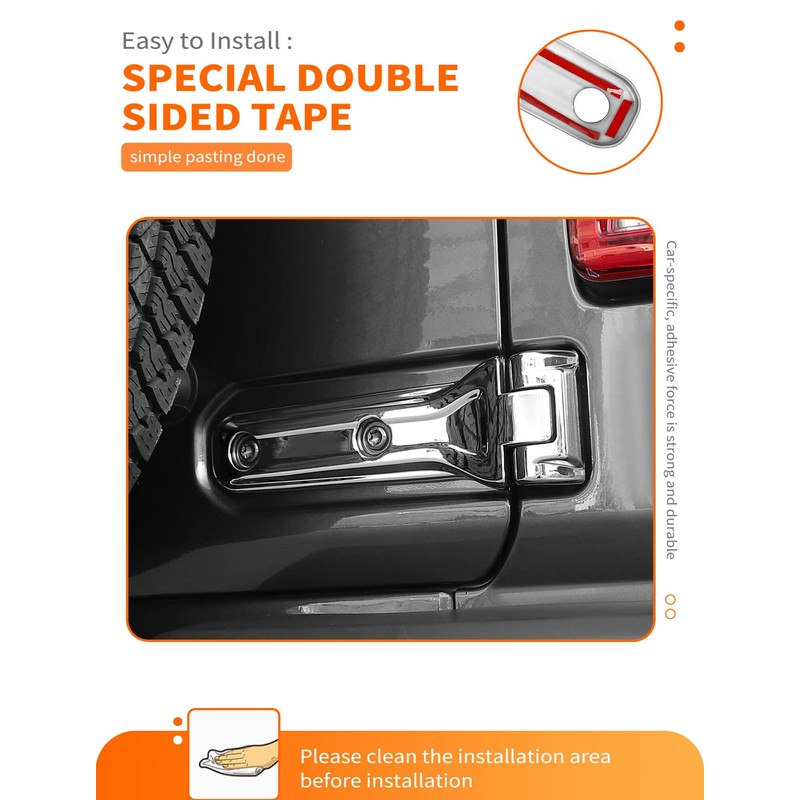 Savadicar 2-Piece Chrome Tailgate Hinge Trim Cover for Jeep Wrangler