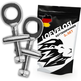 LOEVELOSI Bicycle Chain Tensioner Set, 2 Pieces, Made of Galvanised Steel, Easy Installation, for BMX, Single Speed, One-Speed Bikes, 3 cm Thread, Diameter 12 mm Axle