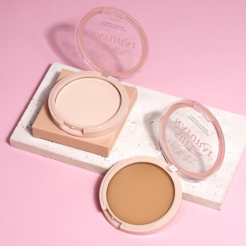 Natural Compact Powder, Waterproof Matt Powder Make-Up, Universal Make-Up Powder