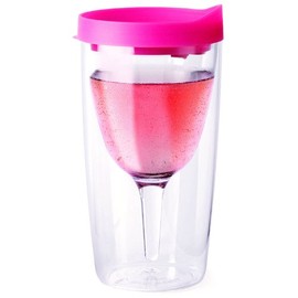 Vino2Go Double Wall Insulated Portable Wine Cup - Party Pink