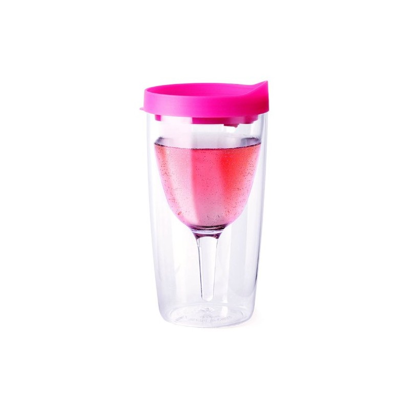 Vino2Go Double Wall Insulated Portable Wine Cup - Party Pink