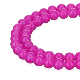 RUBYCA 1 Strand 8MM Jade Imitation Round Painted Coated Glass Bead DIY Jewelry Making Fuchsia Pink