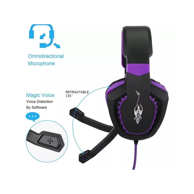 EGTMA Audifonos Profesional Diadema Gamer Usb Audio Led