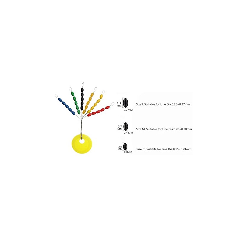 300Pcs Fishing Rubber Bobber Beads Stopper, 6 in 1 Float