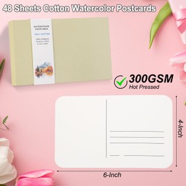 PATIKIL 48 Sheets Watercolor Postcards, 100% Cotton 4x6 Inch Blank Rounded Corners Water Color Paper Post Cards Hot Pressed for Mailing Art Painting Drawing, 140lb/300 GSM(Beige Box)