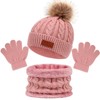 Enwokran 3-in-1 Children's Beanie Winter Hat Scarf Gloves Set, Thick
