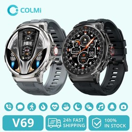 "Men's Sports Companion: COLMI V69 Smartwatch with Heart Monitor & Bluetooth Calling" Android Devices - Color: Silver
