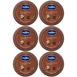 Vaseline Cocoa Glow Body Cream 6-Pack – Pure Cocoa Butter 48H Moisturizing Cream for Dry Skin, Travel-Size, 2.53 Fl Oz Ea