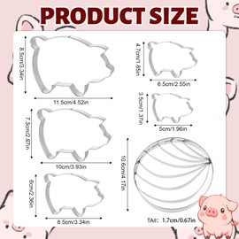 Concha Cutter 4.1" Mexican Bread Mold and 5 Sizes Pig Cookie Cutter Stainless Steel Concha Cutters with Pig Cookie Cutters