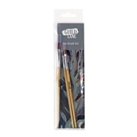 Guild Lane - Flat Brush Set - Everyday Set Ideal For Professional & Non-Professional Users - 3 Perfect For Water-Based, Oil & Enamel Paints, Textile Pigments & More!
