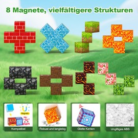 AYIQUTY Magnetic Building Blocks, 208 Pieces Magnetic Blocks Set, 34 Elements Magnetic Building Blocks, Magnetic Blocks, Game Toy, Gift from 3 4 5 6 7+ Years Boys Girls