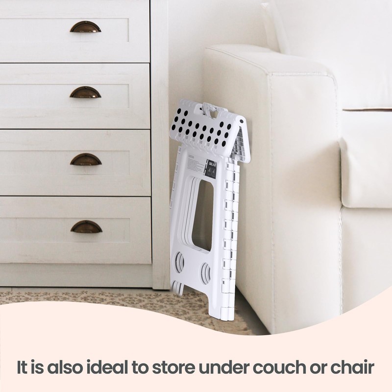 Delxo 16 Inch Folding Step Stool, White Step Stools for