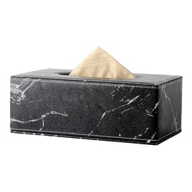 ENN LLC Tissue Case Tissue Holder Luxury Marble Pattern Tissue Box Cover PU Material (Black)