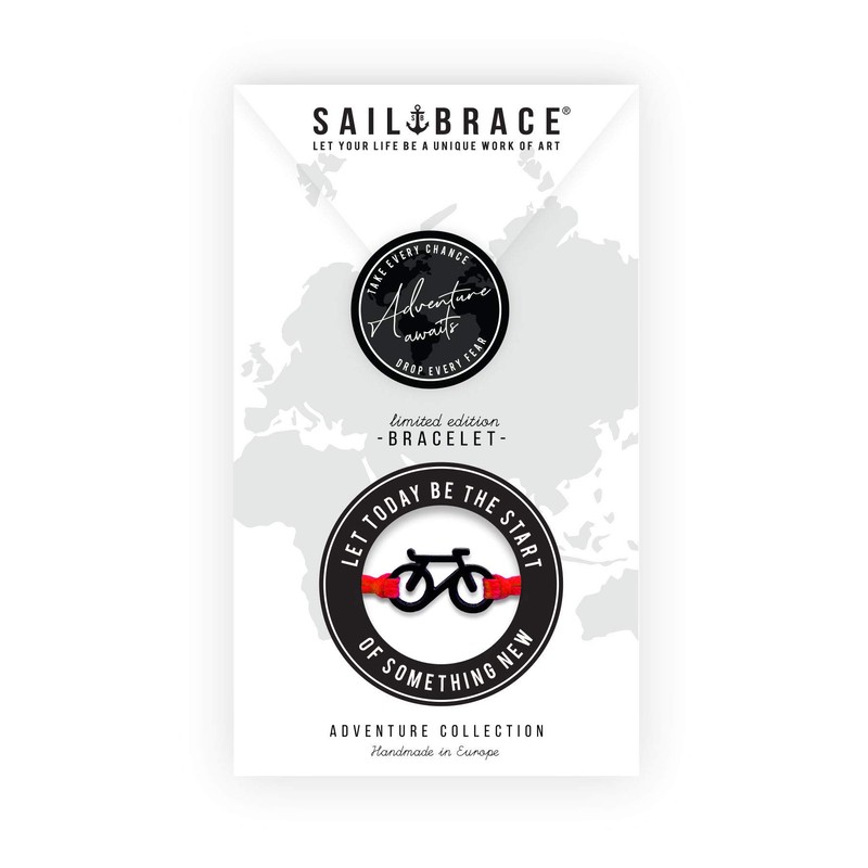 SAILBRACE La Roja Bracelet Red Bicycle Black, Zinc