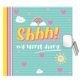 DESIGN GROUP Shhh! My Secret Diary Blue Rainbow Design Padlock & Keys Secret Journal