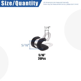 Glarks 26Pcs 5/16'' 304 Stainless Steel Cable Clamps, Rubber Cushioned Insulated Clamps Hose Clamps Loop Clamps Pipe Clamps Metal Clamps Set for Tube, Pipe or Wire Cord Installation