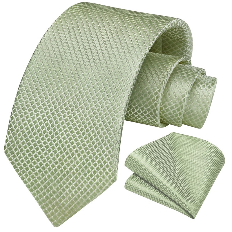HISDERN Men's Tie Wedding Checked Ties Handkerchief Flowers Elegant Classic