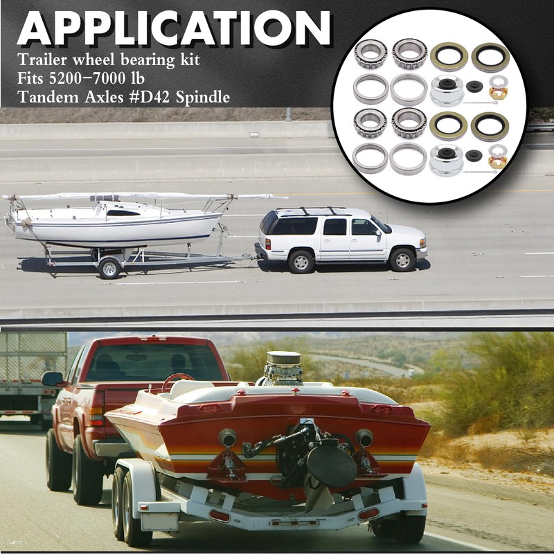 [2 Sets] Taxutor Trailer Hub Bearing Kit for #D42 Spindle