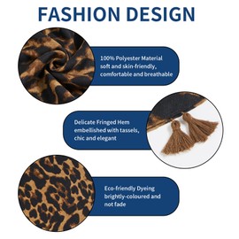 QIUTIMIY Scarf for Women Lightweight Soft Leopard Printed Scarves Fall Winter Fashion Shawl Wrap with Fringe(Leopard Brown)