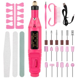 Drill para Uñas Profesional,Lostrain Lima de Uñas Eléctrica con 18 Tipos de Cabezales Velocidad Ajustable,Pulidora para Uñas con Cable de Bajo Ruido para Manicura Pedicura Polygel Cutículas