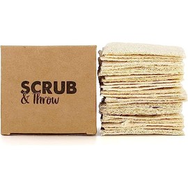 Esponjas Exfoliantes Scrub & Throw (Paquete de 30), Ecológicas, Esponjas Naturales de Lufa Multiusos para el Hogar, para Platos, Limpieza, Biodegradables, Antiarañazos