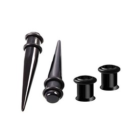 HEKEUOR 4 Piece Acrylic Tapers and Steel Single Flared Tunnel Plugs Ear Stretching Kit 7mm/1g, Acrylic