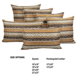 pillowerus Boho Modern Throw Pillow Covers Mustard Yellow and Black - 12 x 20 Inches Decorative Lumbar Pillows, Oriental Room Decor for Couch, Bohemian Outdoor Case for Farmhouse, Ethnic, Patio